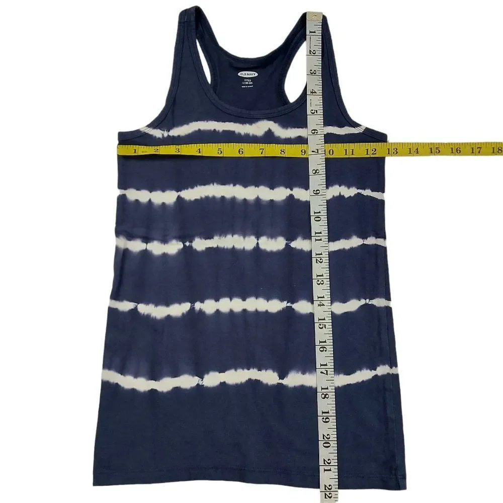 Old Navy Fitted Tank Top Set Of Two Girls Large 10-12 Pink Navy Tie Dye Stretch